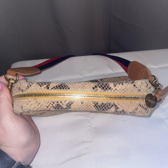 Clare V. Midi Sac Camel Snake Embossed Leather Crossbody Bag Tan Reptile EUC - Picture 4 of 14